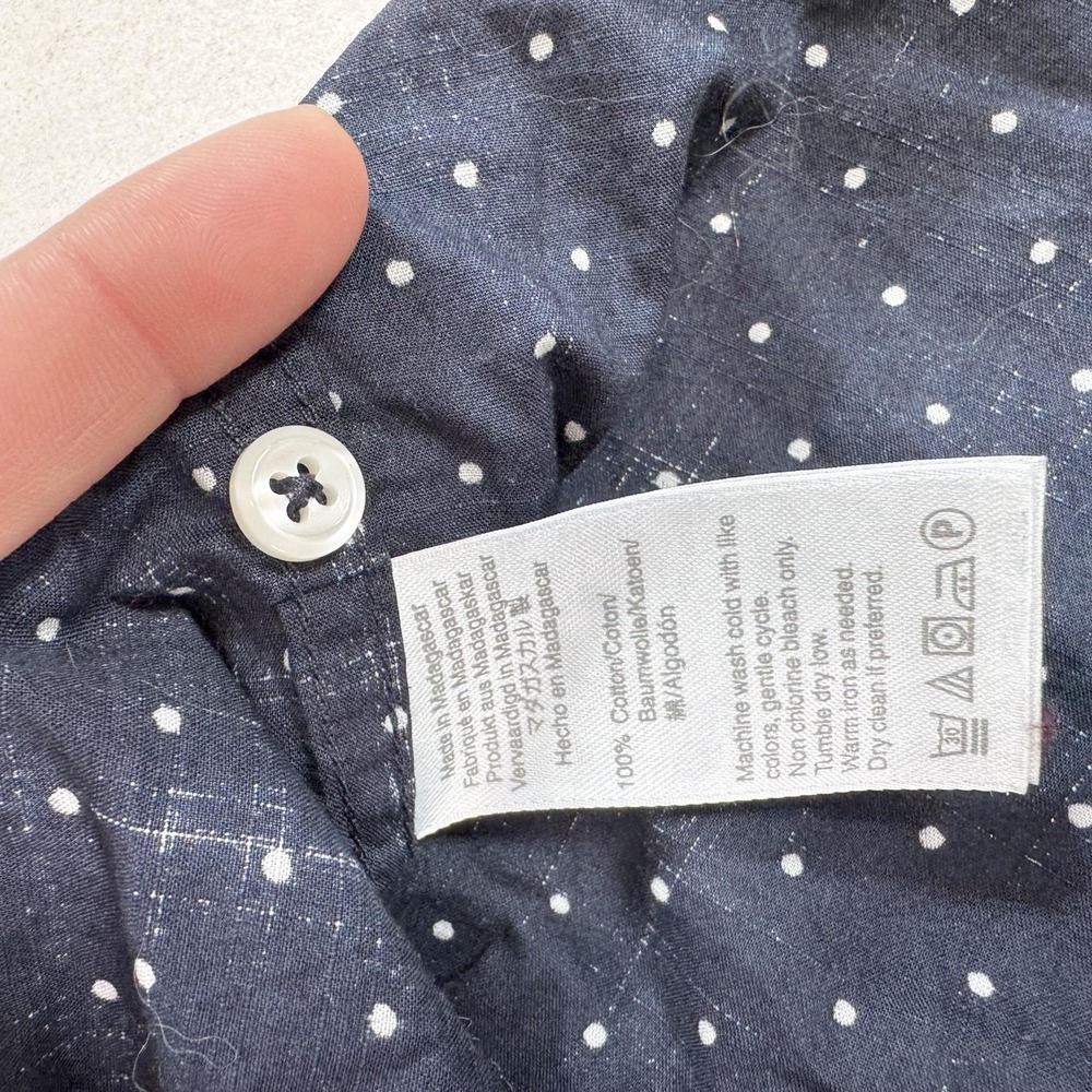J.Crew Shirt Mens Medium Navy Slim Short Sleeve Button Front Polka Dot Cotton - Picture 5 of 7